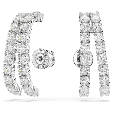 Orecchini ear cuff Matrix, Taglio Round, Bianchi, Placcato rodio - Swarovski, 5705835