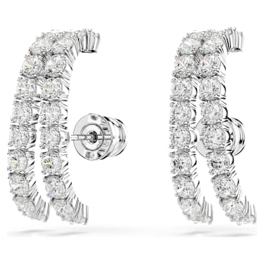 Manchettes d’oreilles Matrix, Taille ronde, Blanches, Métal rhodié - Swarovski, 5705835