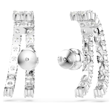 Matrix ear cuffs, Round cut, White, Rhodium plated - Swarovski, 5705835