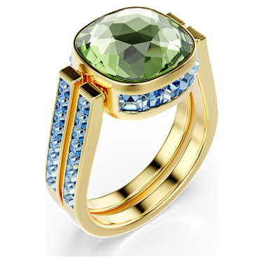 Chroma ring, Cushion cut, Multicolored, Gold-tone plated - Swarovski, 5706305
