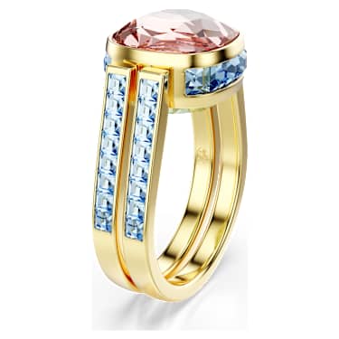 Chroma ring, Cushion cut, Multicolored, Gold-tone plated - Swarovski, 5706305