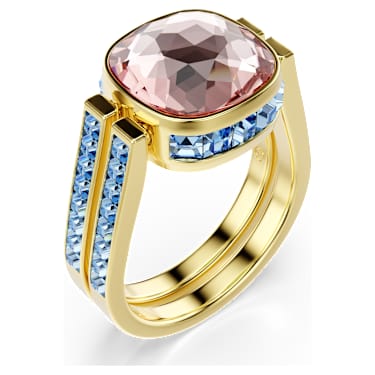 Chroma 링, 쿠션 컷, 멀티컬러, 18K 골드 피니시 - Swarovski, 5706307