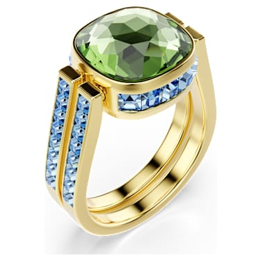 Chroma 링, 쿠션 컷, 멀티컬러, 18K 골드 피니시 - Swarovski, 5706307