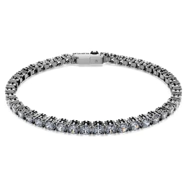 Pulseira Matrix Tennis, Lapidação redonda, Cinzenta, Lacada a ródio - Swarovski, 5706561
