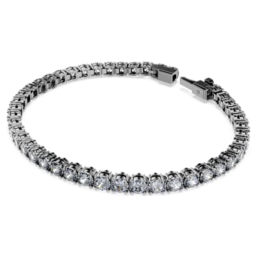 Pulseira Matrix Tennis, Lapidação redonda, Cinzenta, Lacada a ródio - Swarovski, 5706561