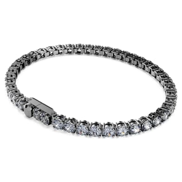 Pulseira Matrix Tennis, Lapidação redonda, Cinzenta, Lacada a ródio - Swarovski, 5706561