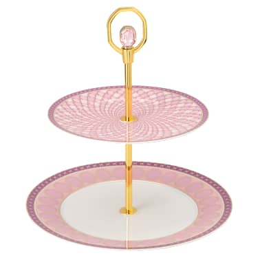 Bandeja de varios pisos Signum, Porcelana, Pequeña, Rosa - Swarovski, 5706880