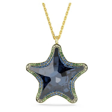 SCS pendant, Starfish, Blue, Gold-tone plated - Swarovski, 5707049