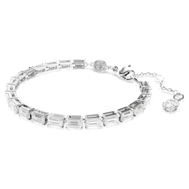 Matrix Tennis 브레이슬릿, 바게트 컷, 화이트, 로듐 플래팅 - Swarovski, 5707200