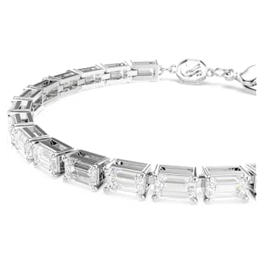 Bracelet Tennis Matrix, Taille baguette, Blanc, Métal rhodié - Swarovski, 5707200