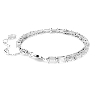 Matrix Tennis 브레이슬릿, 바게트 컷, 화이트, 로듐 플래팅 - Swarovski, 5707200