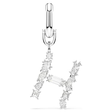 Symbolica charm, H, White, Rhodium plated - Swarovski, 5707224