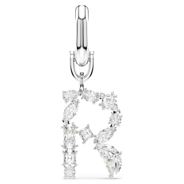 Symbolica charm, R, White, Rhodium plated - Swarovski, 5707282
