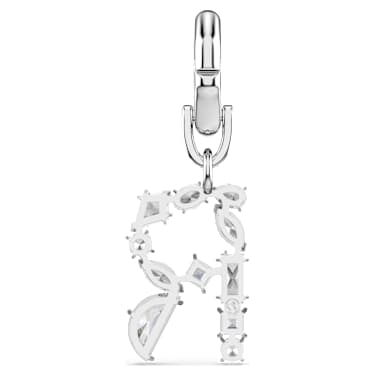Symbolica charm, R, White, Rhodium plated - Swarovski, 5707282