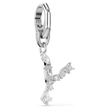 Symbolica charm, Y, White, Rhodium plated - Swarovski, 5707289