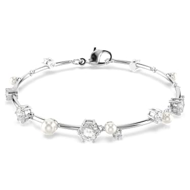 Bracelet Tennis Constella, Crystal Pearl, Tailles rondes, Blanc, Métal rhodié - Swarovski, 5707511
