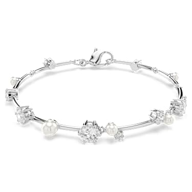 Bracelet Tennis Constella, Crystal Pearl, Tailles rondes, Blanc, Métal rhodié - Swarovski, 5707511