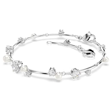 Bracelet Tennis Constella, Crystal Pearl, Tailles rondes, Blanc, Métal rhodié - Swarovski, 5707511