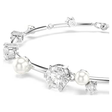 Bracelet Tennis Constella, Crystal Pearl, Tailles rondes, Blanc, Métal rhodié - Swarovski, 5707511