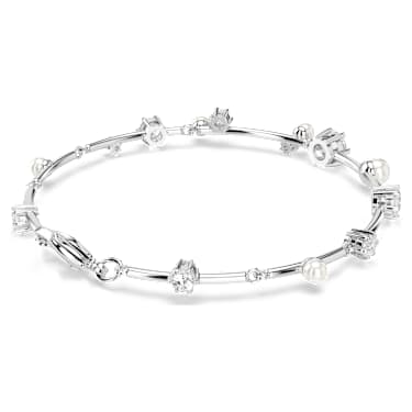 Bracelet Tennis Constella, Crystal Pearl, Tailles rondes, Blanc, Métal rhodié - Swarovski, 5707511