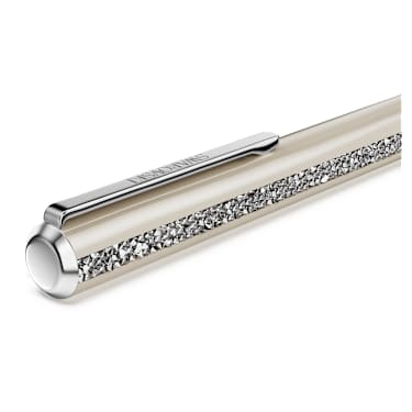 Crystal Shimmer Glide ballpoint pen, Beige, Beige lacquered, Chrome plated - Swarovski, 5707705
