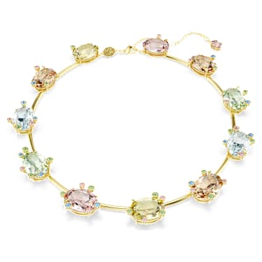 Gema necklace, Mixed cuts, Multicoloured, 18K gold finish - Swarovski, 5708027