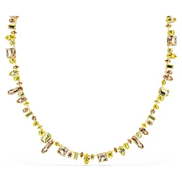 Gema ネックレス, ミックスカット, イエロー, 18Kゴールドコーティング - Swarovski, 5708709