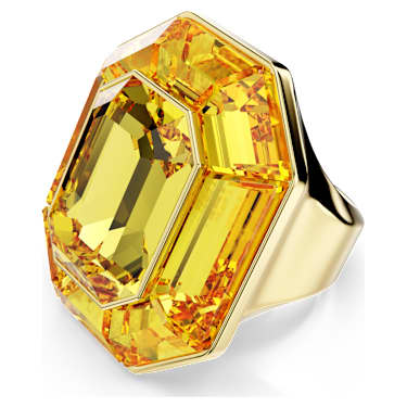 Lucent 個性戒指, 八邊形, 黃色, 鍍金色色調 - Swarovski, 5708782