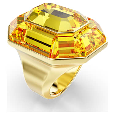 Lucent 個性戒指, 八邊形, 黃色, 鍍金色色調 - Swarovski, 5708782