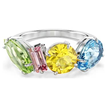 Gema ring, Mixed cuts, Multicolored, Rhodium plated - Swarovski, 5708940