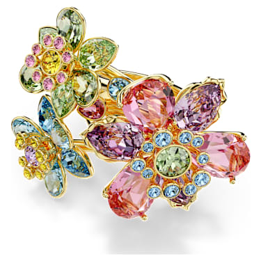 Idyllia 戒指, 混合式切割, 花朵, 彩色, 鍍金色色調 - Swarovski, 5709027