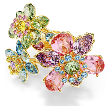 Idyllia 戒指, 混合式切割, 花朵, 彩色, 鍍金色色調 - Swarovski, 5709027