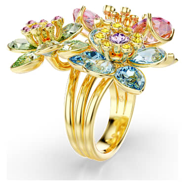 Idyllia 戒指, 混合式切割, 花朵, 彩色, 鍍金色色調 - Swarovski, 5709027