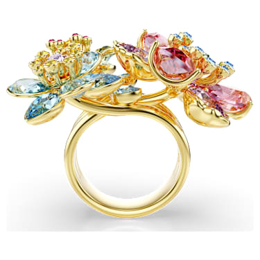 Idyllia 戒指, 混合式切割, 花朵, 彩色, 鍍金色色調 - Swarovski, 5709027