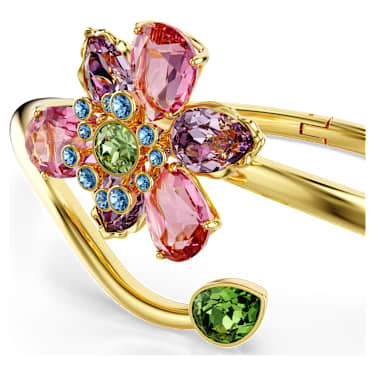 Idyllia bangle, Mixed cuts, Flower, Multicolored, Gold-tone plated - Swarovski, 5709028