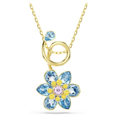 Idyllia Anhänger, Verschiedene Schliffe, Blume, Blau, 18K Goldbeschichtet - Swarovski, 5709029