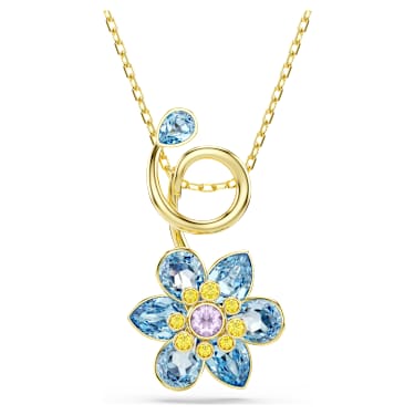 Idyllia hanger, Verschillende slijpvormen, Bloem, Blauw, ‎18k gouden afwerking - Swarovski, 5709029