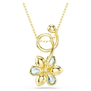 Idyllia 펜던트, 믹스 컷, 꽃, 블루, 골드 톤 플래팅 - Swarovski, 5709029