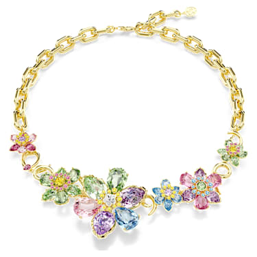 Idyllia 네크리스, 믹스 컷, 꽃, 멀티컬러, 18K 골드 피니시 - Swarovski, 5709030