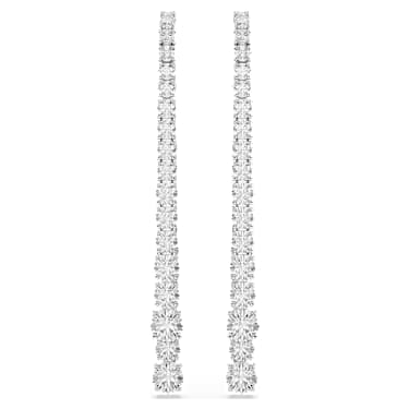 Matrix 水滴形耳環, 漸層圓形切割, 白色, 鍍白金色 - Swarovski, 5709257