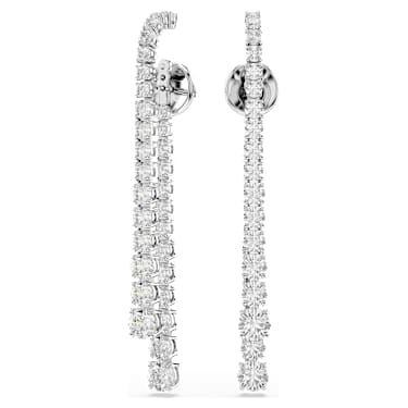 Matrix 水滴形耳環, 漸層圓形切割, 白色, 鍍白金色 - Swarovski, 5709257
