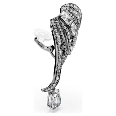 The Vienna Collection 扣式耳環, 羽毛, 白色, 鍍黑鉻色 - Swarovski, 5709265