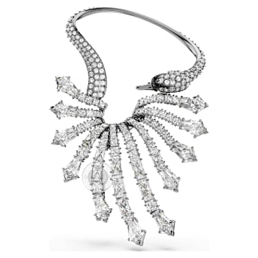 Orecchino ear cuff The Vienna Collection, Cigno, Bianco, Placcato rutenio - Swarovski, 5709266