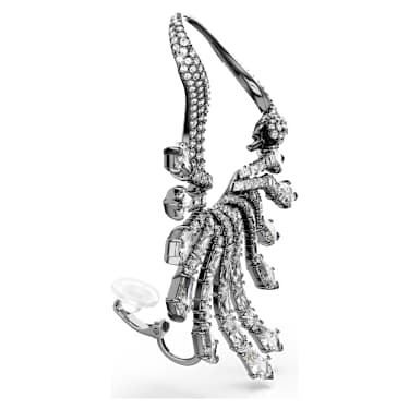 Orecchino ear cuff The Vienna Collection, Cigno, Bianco, Placcato rutenio - Swarovski, 5709266