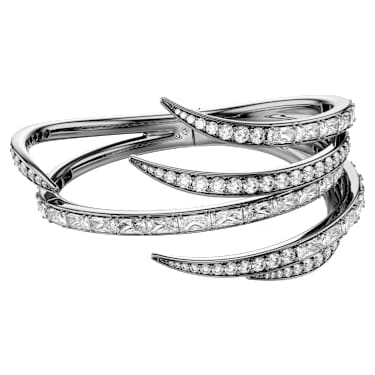 【美品】SWAROVSKI スワロフスキー バングル フェザー 羽 シルバー 定番，人気】 SWAROVSKI スワロフスキー バングル フェザー 羽 シルバー