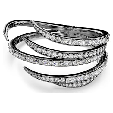 Bracelet-jonc The Vienna Collection, Plume, Blanc, Métal plaqué ruthénium - Swarovski, 5709271