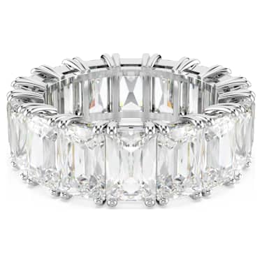 Anello Matrix Vittore, Taglio baguette, Bianco, Placcato rodio - Swarovski, 5709276