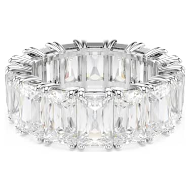 Anello Matrix Vittore, Taglio baguette, Bianco, Placcato rodio - Swarovski, 5709276