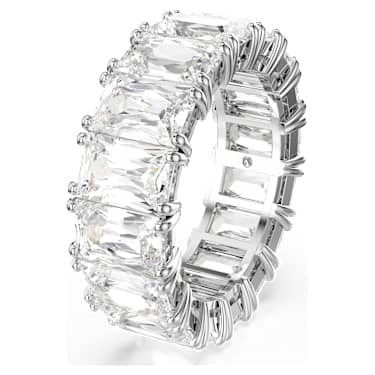 Anello Matrix Vittore, Taglio baguette, Bianco, Placcato rodio - Swarovski, 5709276