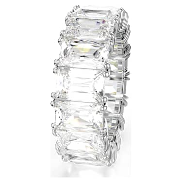 Anello Matrix Vittore, Taglio baguette, Bianco, Placcato rodio - Swarovski, 5709276